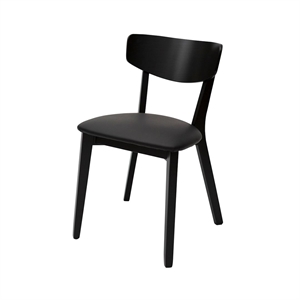 Emma spisebordsstol - Bøg sort malet - Sort læder  